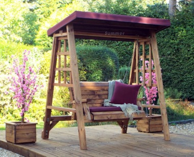 2 Seater Swing Seat 463 - Burgundy Showerproof Canopy, Fully Assembled, FSC® Certified 2 Seater Swing Seat 463 - Burgundy Showerproof Canopy, Fully Assembled, FSC® Certified