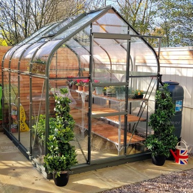 Green Aluminium Greenhouse 144 - Curved Eaves