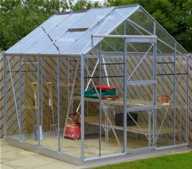 Grey Aluminium Greenhouse 19 - Extra Tall High Eaves Grey Aluminium Greenhouse 19 - Extra Tall High Eaves