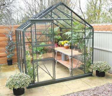 Green Aluminium Greenhouse 21 - Extra Tall High Eaves Green Aluminium Greenhouse 21 - Extra Tall High Eaves