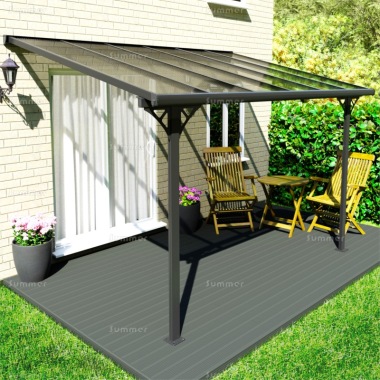 Aluminium Lean To Gazebo 372 - Adjustable Height, Polycarbonate Roof Aluminium Lean To Gazebo 372 - Adjustable Height, Polycarbonate Roof