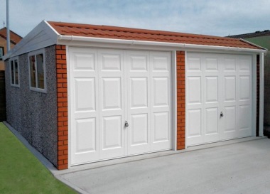 Spar Double Concrete Garage 648 - Brick & Tiled Front, Personnel Door