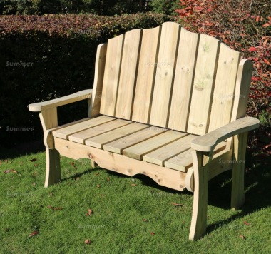 2 Seater Bench 704 - Slatted Seat and Back