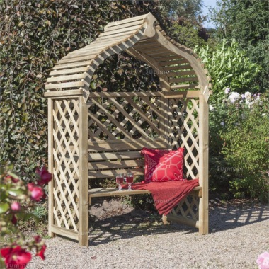 Garden Arbour 341 - Pressure Treated, Curved Slatted Roof, FSC® Certified