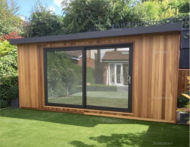 Cedar Garden Office 296 - Double Glazed PVCu Sliding Door, Fitted Free