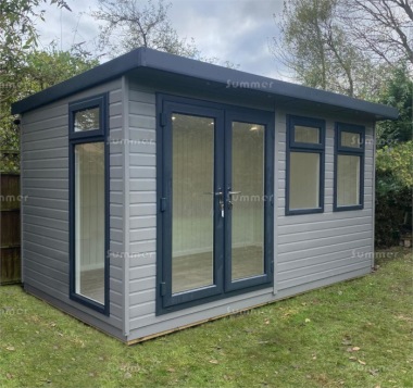 Pent Garden Office 443 - Painted, Double Glazed PVCu