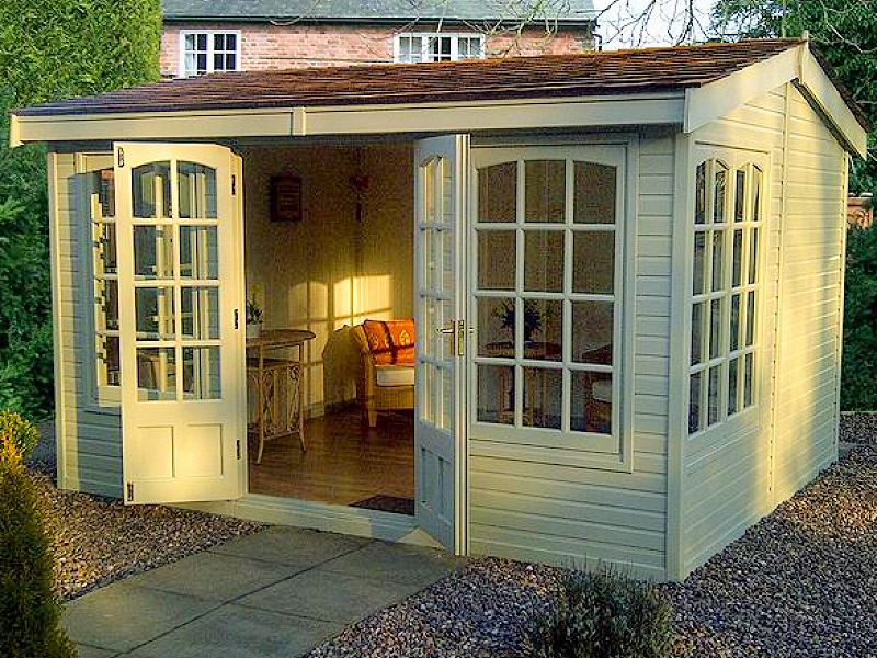 Side Door Apex Summerhouse 520 - Cedar, Painted, Cedar Shingles