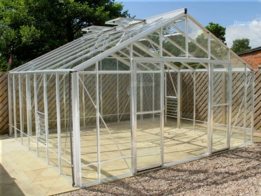 Large Aluminium Greenhouse 606 - Box Section, Toughened Glass Large Aluminium Greenhouse 606 - Box Section, Toughened Glass