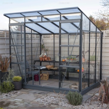 Aluminium Greenhouse 195 - Double Door, Polycarbonate Roof