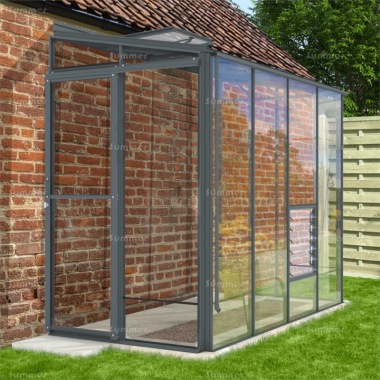 Aluminium Lean To Greenhouse 92 - Toughened Glass Aluminium Lean To Greenhouse 92 - Toughened Glass