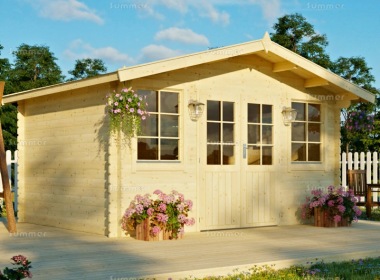 Apex Double Door 28mm Log Cabin 339 - Plain or Georgian Apex Double Door 28mm Log Cabin 339 - Plain or Georgian