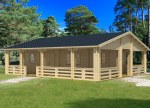 Four Room Side Door Apex Log Cabin 827 - Double Glazed, Verandah
