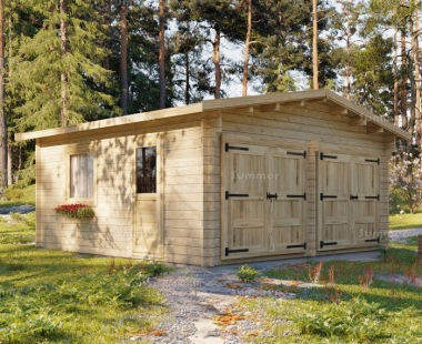 Wooden Log Garage 416 - Apex, Personnel Door Wooden Log Garage 416 - Apex, Personnel Door
