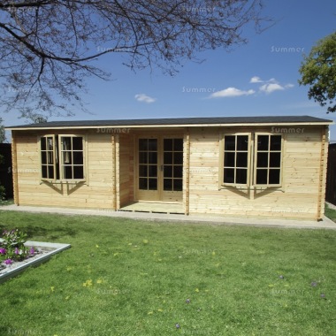 Two Room Side Door Apex Log Cabin 241 - Integral Porch, FSC® Certified