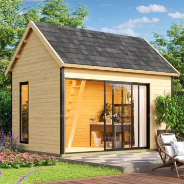 Side Door Apex Log Cabin 42 - Modern Aluminium Hybrid, FSC® Certified Side Door Apex Log Cabin 42 - Modern Aluminium Hybrid, FSC® Certified