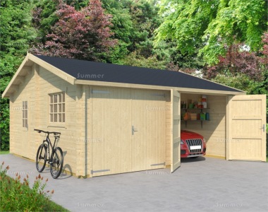 Wooden Log Double Garage 407 - Personnel Door, FSC® Certified Wooden Log Double Garage 407 - Personnel Door, FSC® Certified