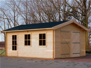 Wooden Log Garage 312 - Apex, Hinged Doors Wooden Log Garage 312 - Apex, Hinged Doors