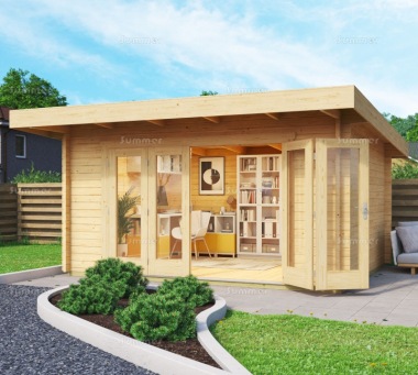 Folding Door Pent Roof Log Cabin 517 - FSC® Certified Folding Door Pent Roof Log Cabin 517 - FSC® Certified