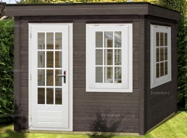 Single Door 45mm Pent Roof Log Cabin 231 - Double Glazed