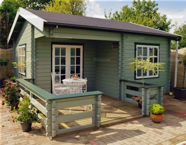 Side Door Apex Log Cabin 295 - Bespoke, Integral Porch Side Door Apex Log Cabin 295 - Bespoke, Integral Porch