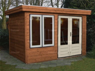 Double Glazed Pent Roof Log Cabin 301 - Large Panes