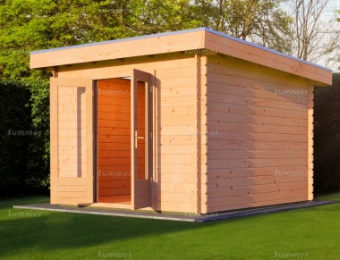 28mm Double Door Pent Roof Log Cabin 608 - Double Glazed