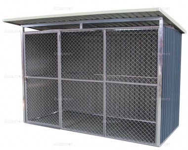 Metal Dog Run 366 - Pent Roof, Galvanized Steel Metal Dog Run 366 - Pent Roof, Galvanized Steel