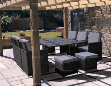 10 Seater Rattan Cube Set 307 - Steel Frame, Compact Storage