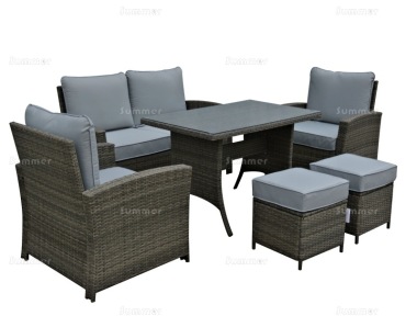 6 Seater Rattan Dining Set 624 - Steel Frame, 100mm Cushions 6 Seater Rattan Dining Set 624 - Steel Frame, 100mm Cushions