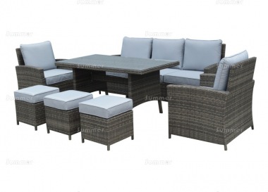 8 Seater Rattan Dining Set 635 - Aluminium Frame, 100mm Cushions 8 Seater Rattan Dining Set 635 - Aluminium Frame, 100mm Cushions
