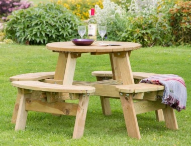 8 Seater Round Picnic Table 844 - 2ft 7in Table, Pressure Treated, FSC® Certified