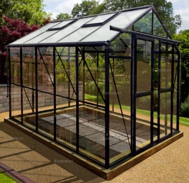 Aluminium Greenhouse 054 - Box Section, Black Painted Aluminium Greenhouse 054 - Box Section, Black Painted