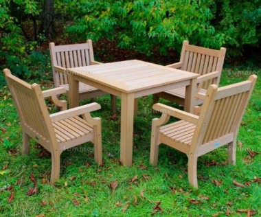 Synthetic Wood 4 Seat Dining Set 250 - Teak Finish, Maintenance Free