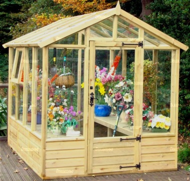 Pressure Treated Greenhouse 681 - Part Boarded, Hinged Door, Fitted Free Pressure Treated Greenhouse 681 - Part Boarded, Hinged Door, Fitted Free