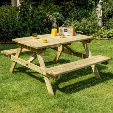 Pressure Treated 4 Seater Picnic Bench 786 - 4ft Benches, PEFC Certified Pressure Treated 4 Seater Picnic Bench 786 - 4ft Benches, PEFC Certified