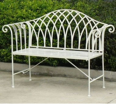 2 Seater Vintage Bench 630 - Wrought Iron, White Antique Finish 2 Seater Vintage Bench 630 - Wrought Iron, White Antique Finish