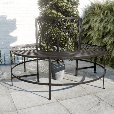 Vintage Tree Seat 604 - Wrought Iron, Black Antique Finish, All Round Vintage Tree Seat 604 - Wrought Iron, Black Antique Finish, All Round