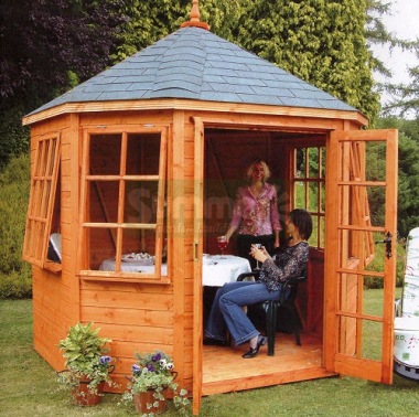 Georgian Octagonal Summerhouse 23 - Double Door, Fitted Free