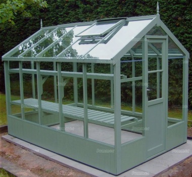 Painted Wooden Greenhouse 211 - Thermowood, Toughened Glass, Fitted Free Painted Wooden Greenhouse 211 - Thermowood, Toughened Glass, Fitted Free