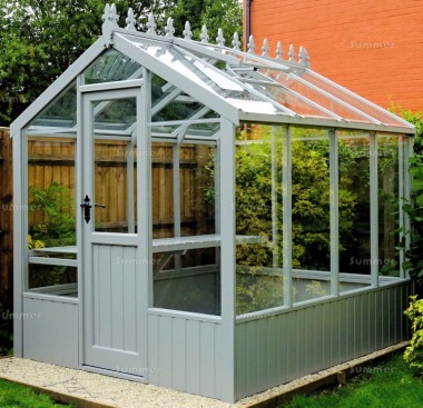 Painted Wooden Greenhouse 543 - Toughened Glass, Fitted Free Painted Wooden Greenhouse 543 - Toughened Glass, Fitted Free