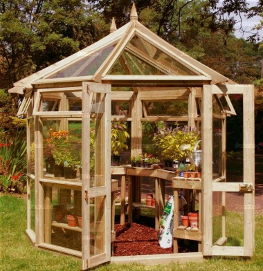 Pressure Treated Octagonal Greenhouse 96 - Toughened Glass Pressure Treated Octagonal Greenhouse 96 - Toughened Glass