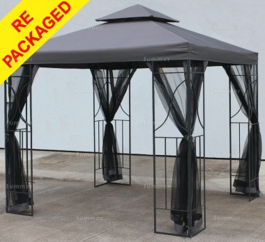 Repackaged Gazebo 104-G - Metal, Hipped Roof, Side Screens