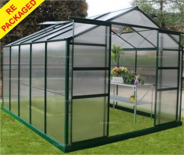 Repackaged Aluminium Greenhouse 090 - Green, Polycarbonate, Base Included Repackaged Aluminium Greenhouse 090 - Green, Polycarbonate, Base Included