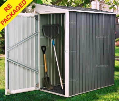 Repackaged Pent Metal Shed 437 - Hinged Door, Galvanized Steel Repackaged Pent Metal Shed 437 - Hinged Door, Galvanized Steel