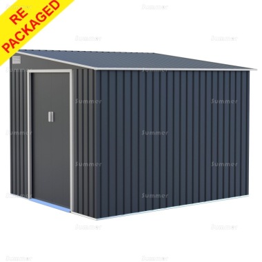 Repackaged Pent Metal Shed 391 - Sliding Door, Galvanized Steel Repackaged Pent Metal Shed 391 - Sliding Door, Galvanized Steel
